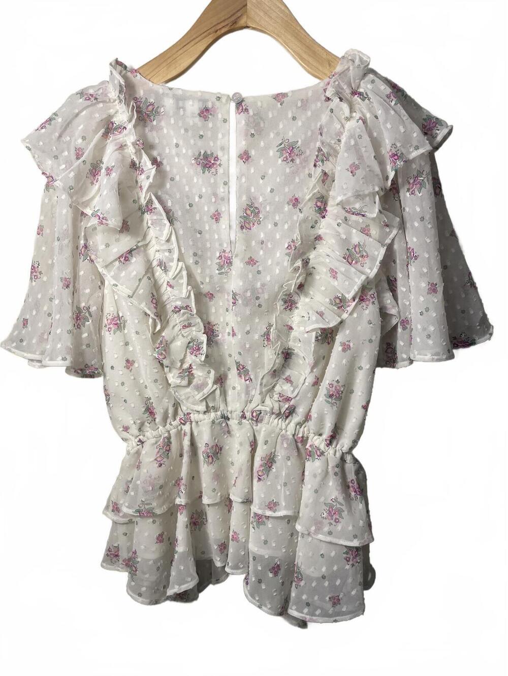 Walter Baker Blouse women's Small Floral Ruffle Bell Sleeve - Picture 8 of 9